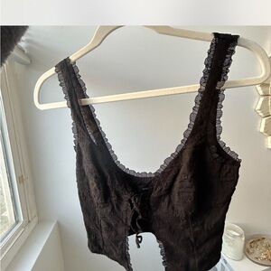White Fox Boutique Black Lace Detail Crop Top